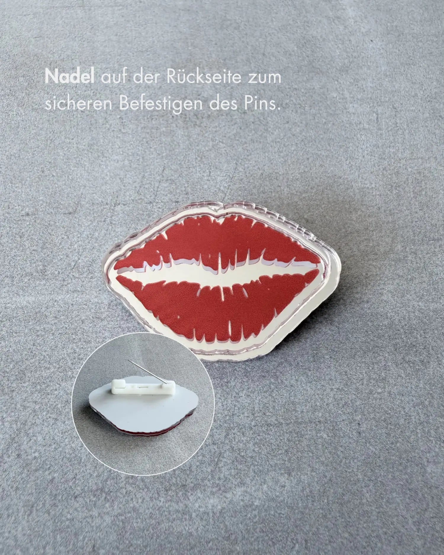 MIRROR BAG PIN – RED KISS